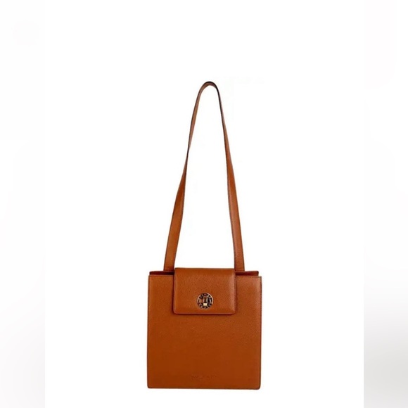 Bvlgari Womens Leather Turnlock Accordion Shoulder Satchel Bag Handbag Cognac - Picture 2 of 14